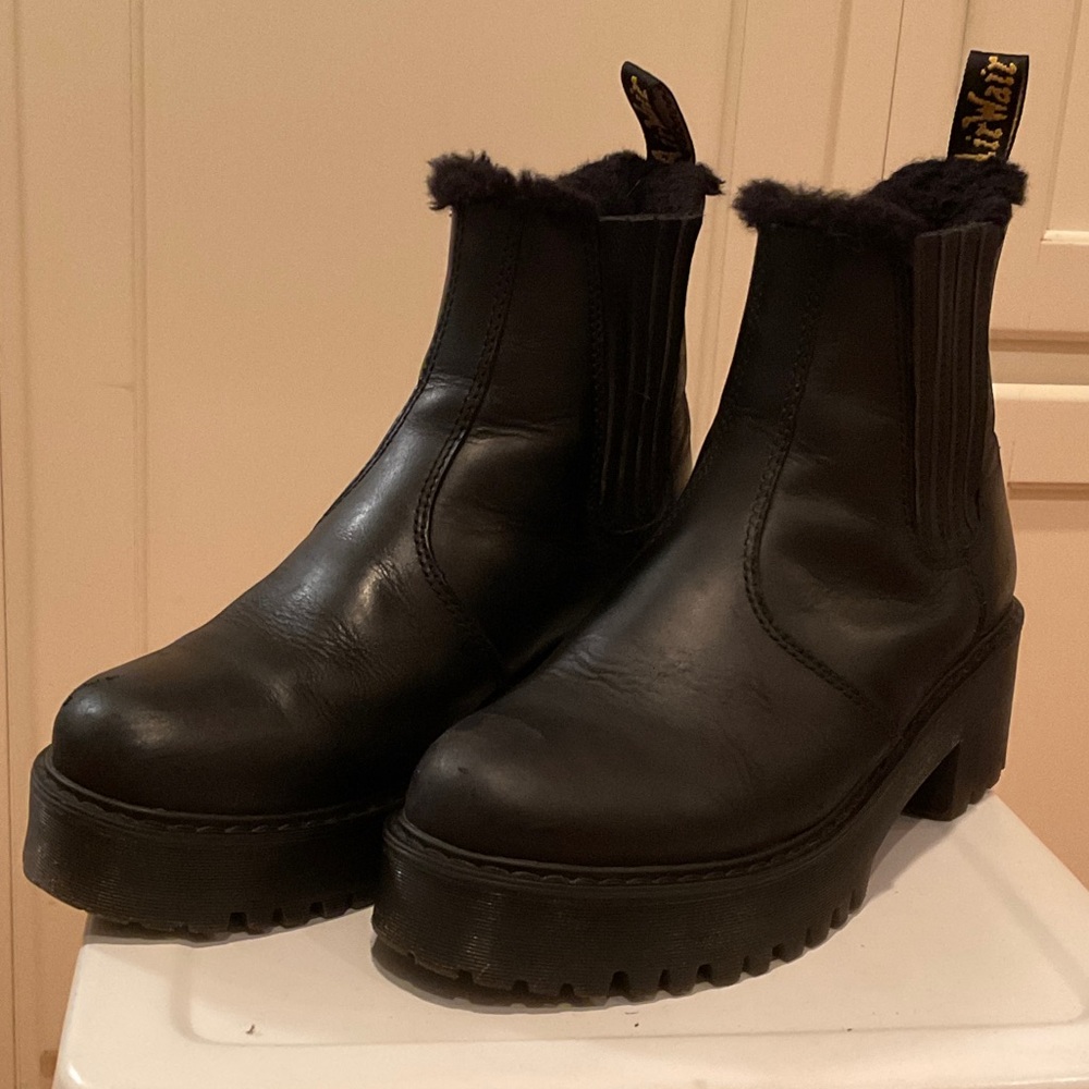 Dr. Martens Black Fur-Lined Ankle Boots